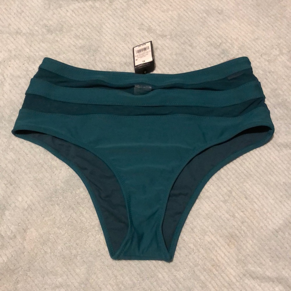 Turquoise XL cheeky high waisted bikini bottoms
